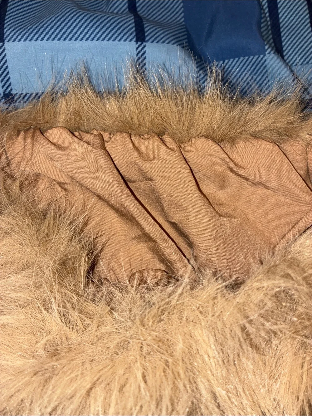 *NEW* Fuzzy Coffee Brown Fur Mini Skirt with Elastic Waist size Small | Y2K